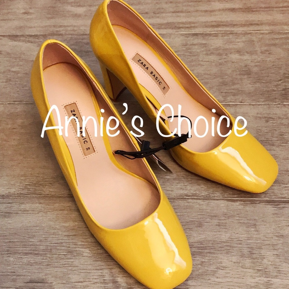 ZARA Leather Heels:Yellow, US 6.5, 8, 9/EUR 37, 39, 40 - Picture 5 of 6